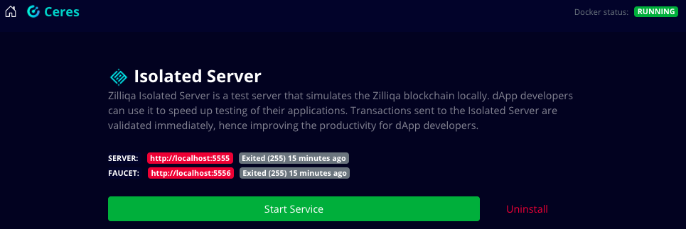 Ceres local Zilliqa development application