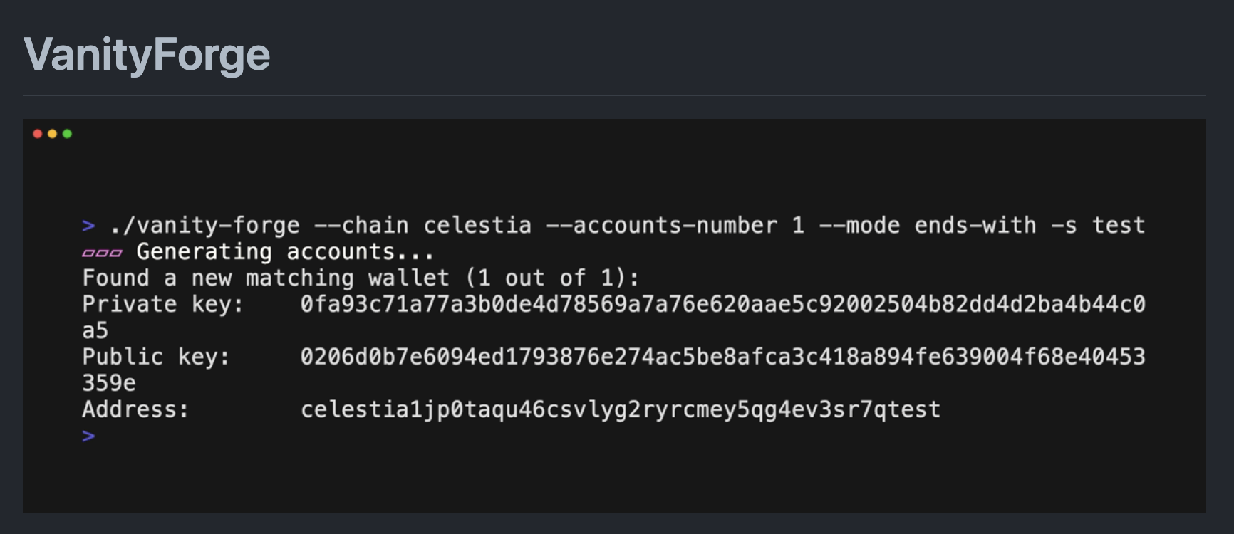 Vanity Forge command-line tool documentation